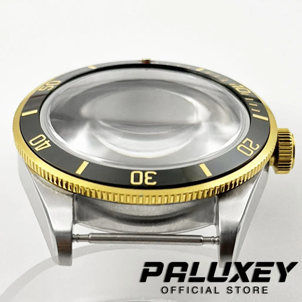 Caja de reloj de oro y plata de 39MM, cristal de zafiro abovedado, caja BB58 de acero inoxidable compatible con movimiento NH34 NH35 NH36 NH38 ETA 2824 PT5000