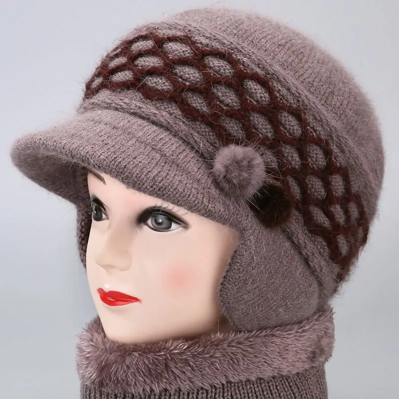 

Women's Hat And Scarf 2 Piece Set Winter New Ladies Knitted Warm Hat Fashion Trend Female Caps