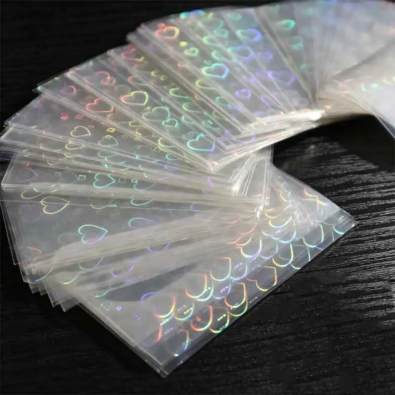100Pcs 65*90MM Little Stars Laser Flashing Card Sleeves Protector Clear Protector Cards Photocard Protector Film
