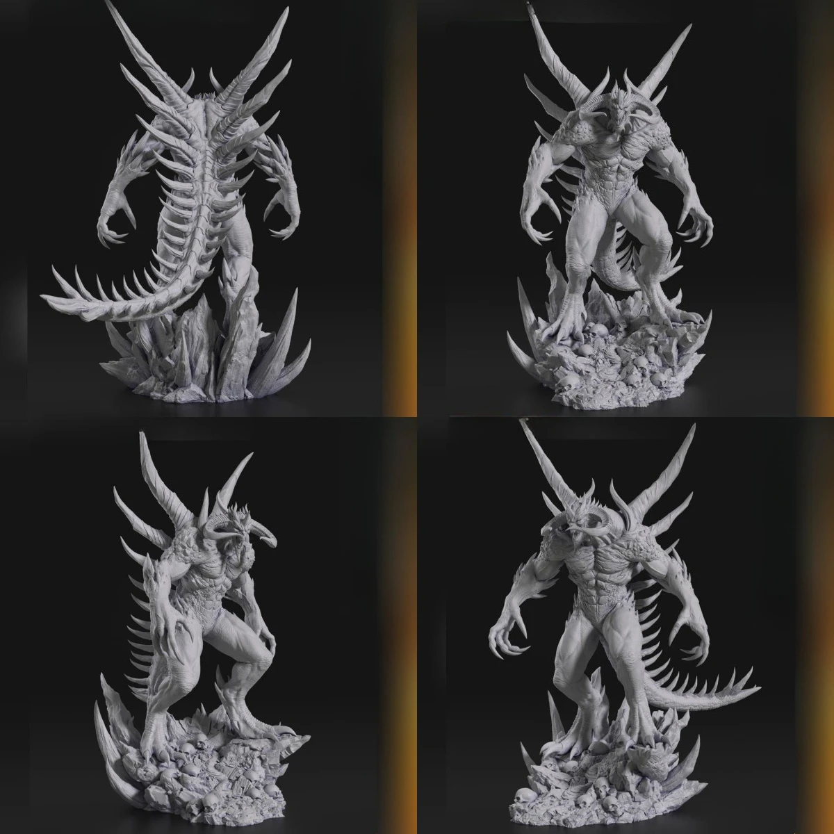 1PC Hell Demon Lord Diablo 3D High-precision Resin Printed Model Split Parts for White Model Kits DIY Coloring Self-assembly