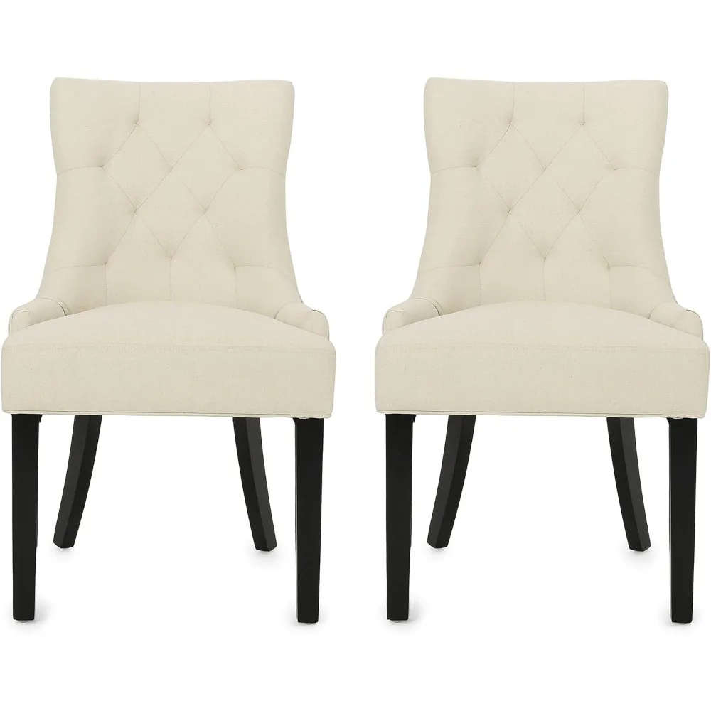 Hayden Tufted Fabric Dining / Accent Chairs, 2-Pcs Set, Beige