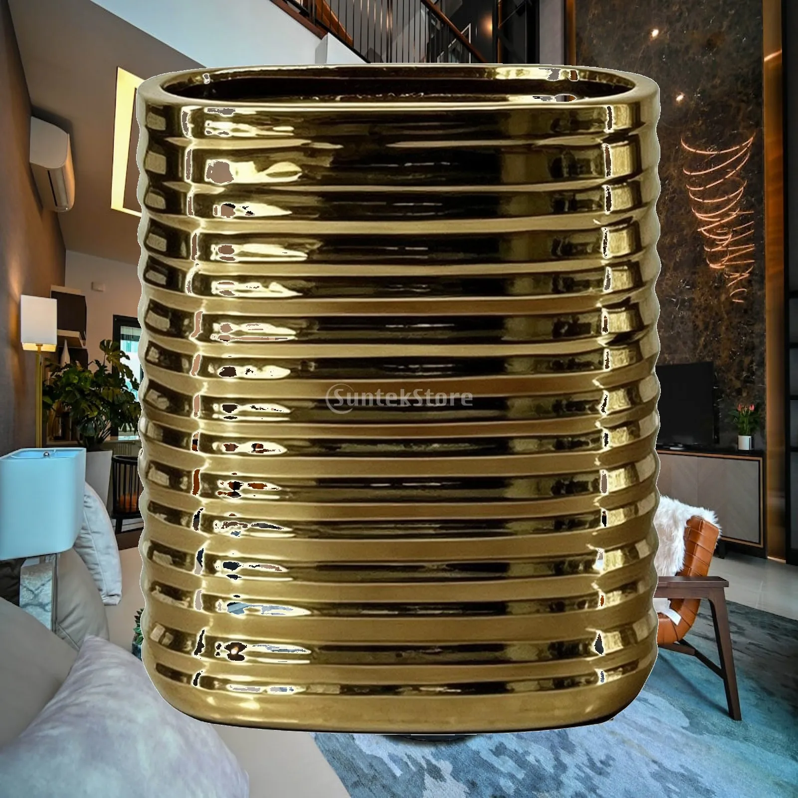 Handcrafted Ceramic Plant Pot with Raised Ribbed Design for Small Medium Plants Indoors