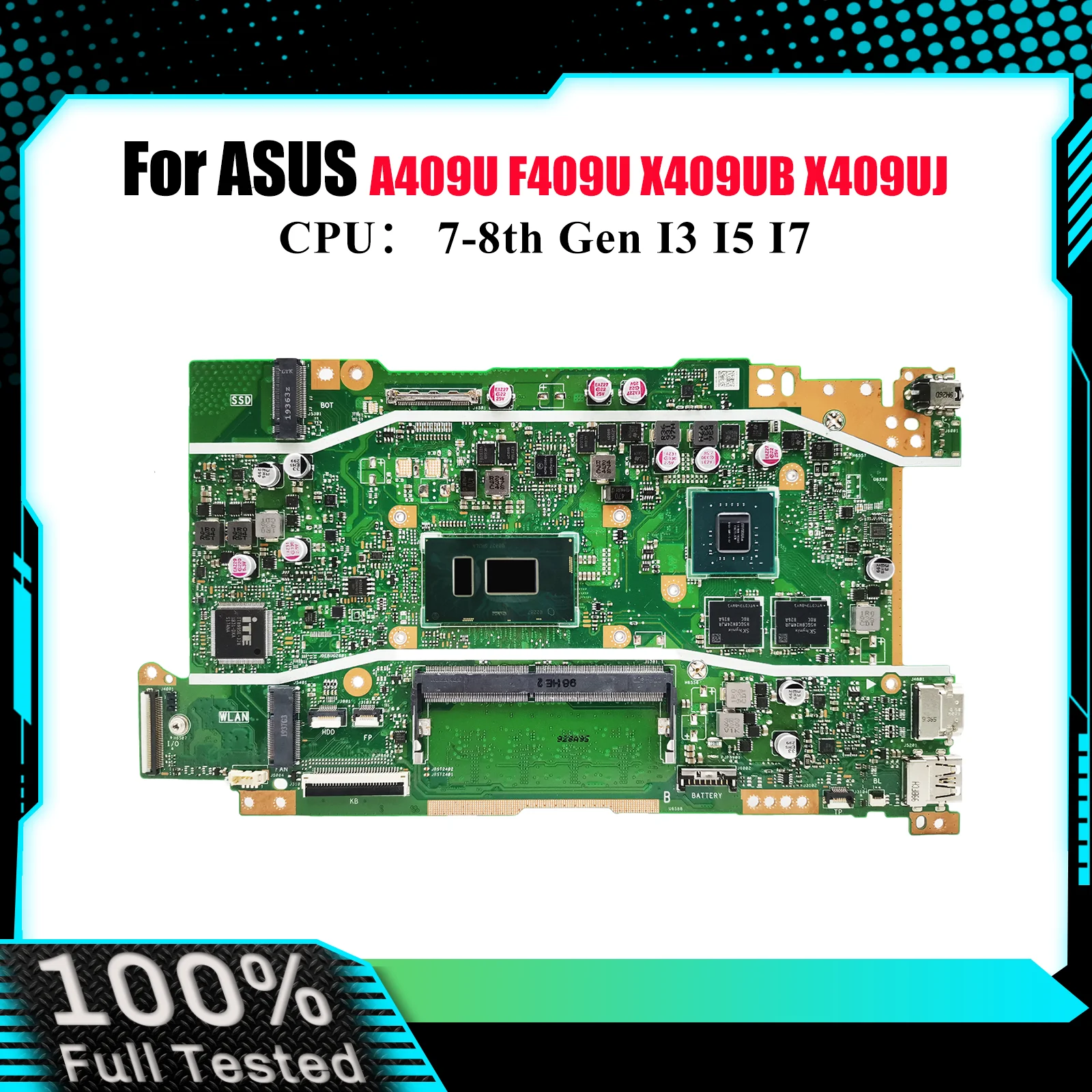 

X409UB Материнская плата для ноутбука ASUS VivoBook X409U A409U A509U F509U X409UJ F409U X409UB Материнская плата для ноутбука с процессором I3 I5 I7 stk