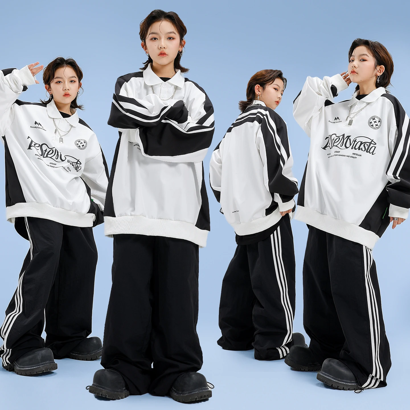 Boys Hip Hop Contrast Sweatshirt Street Dance Baggy Cargo Pants Girls K-pop Costumes Kids Jazz Clothes Set Children Streetwear