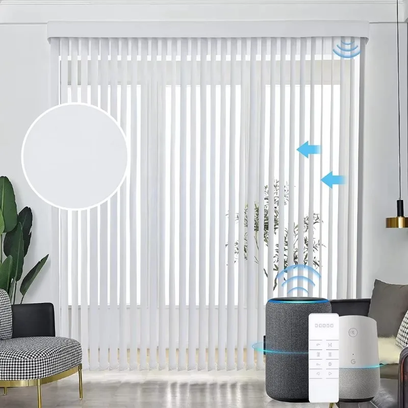Motorized Smart Vertical Blinds, Customizable Electric Vertical Window Shades for Living Room