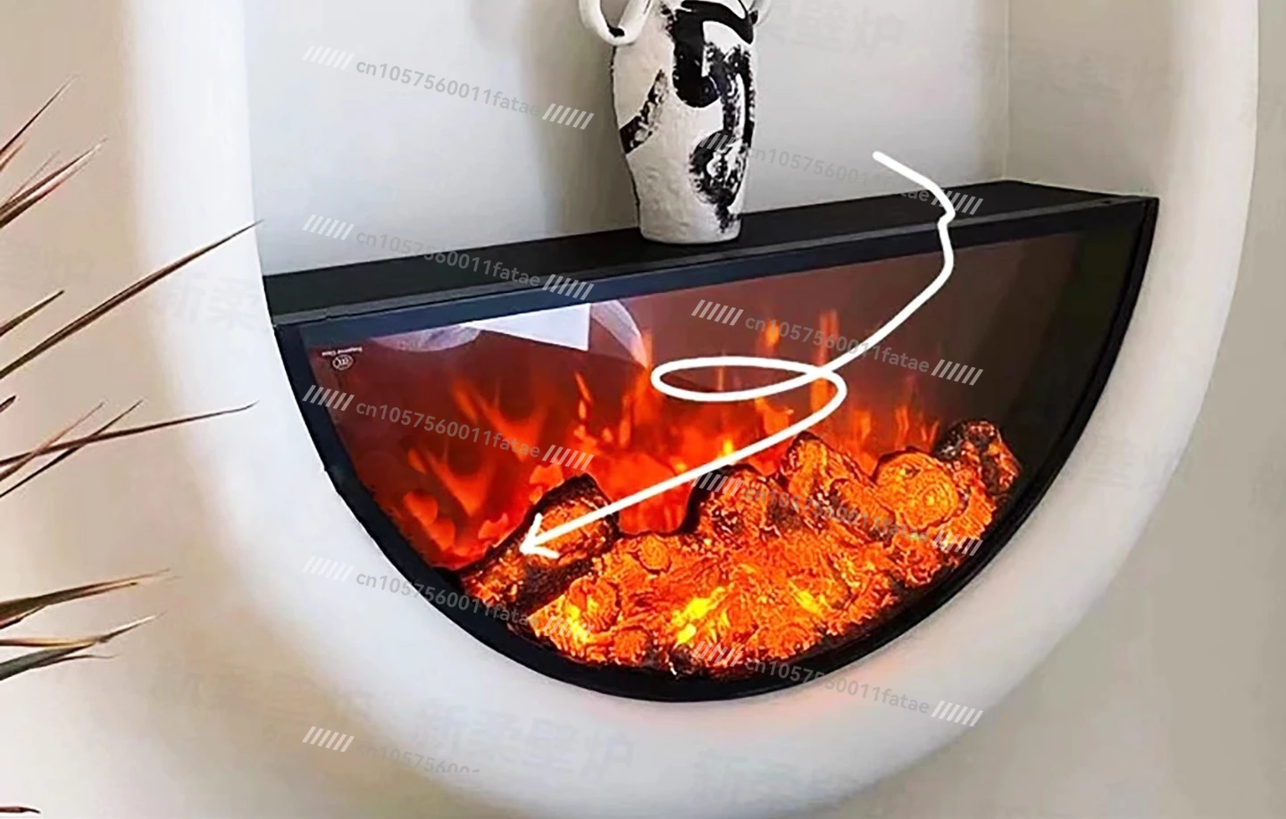 U-shaped Embedded Electronic Simulation Fire Fireplace Core Decoration Fireplace Background Wall Heating Decoration
