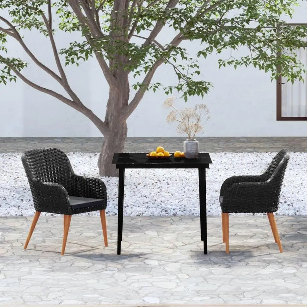 

Cozy Black 3 Piece Outdoor Patio Dining Set with Soft Cushions Stylish Furniture for Garden Balcony or Terrace