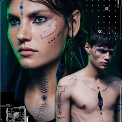 Cyberpunk Circuit Board Temporary Tattoo Art Fake Tattoo for Woman Man Lasting Cosplay Waterproof Stickers Tatuajes Temporales