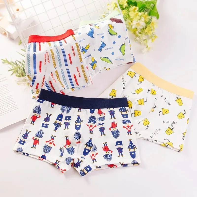 Boys Boxer Briefs Kids Cotton Underwear Baby Boy Underpants Teenager Cartoon Print Soft Children Panties Oxers Briefs