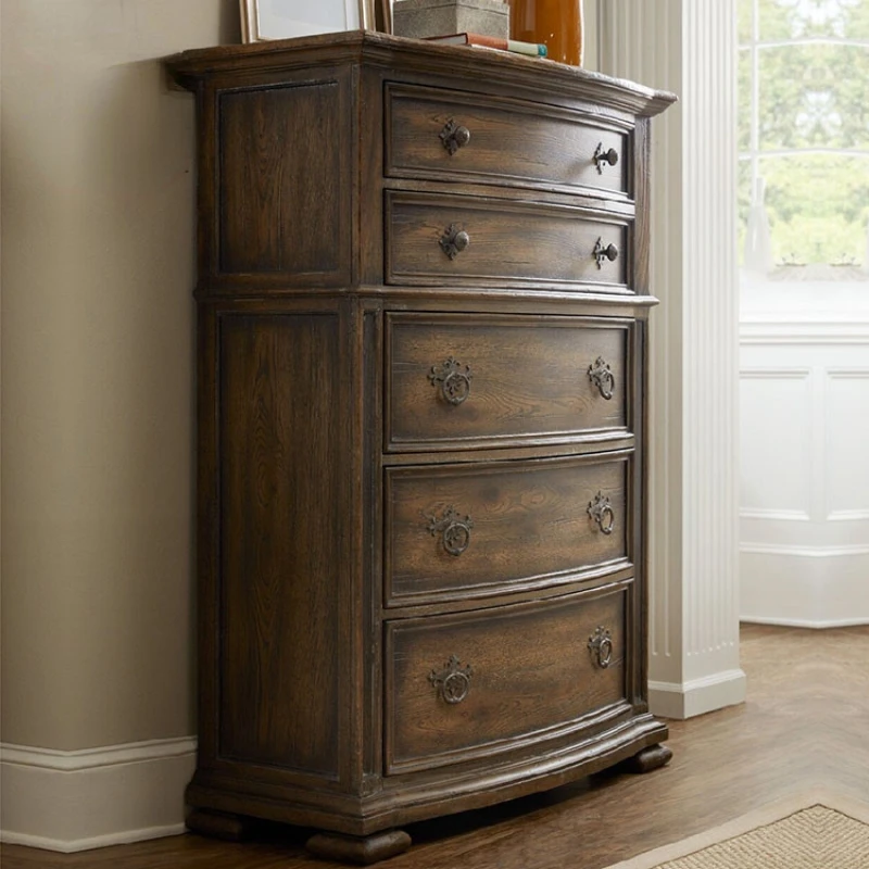 

High-End American Furniture Simple Bedroom Solid Wood Chest of Drawers French Country Distressed Chest of Drawer