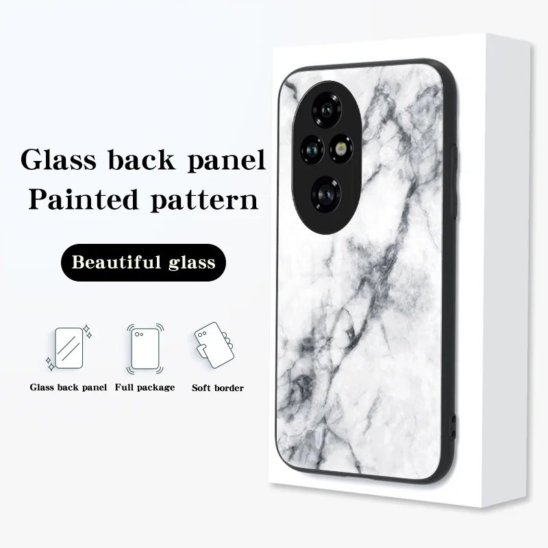 Honor 200 ELI NX9 Case Marble Grain Tempered Glass Shockproof Hard Back Cover Phone Case for Honor 200 Honor200 5G ELI-NX9