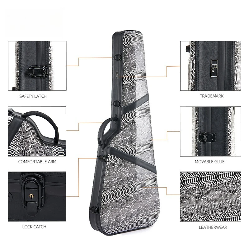 Electric Guitar Case,Shockproof Protective Bag, Fiberglass Snakeskin Leather, Trendy Backpack Style, Guitar Box