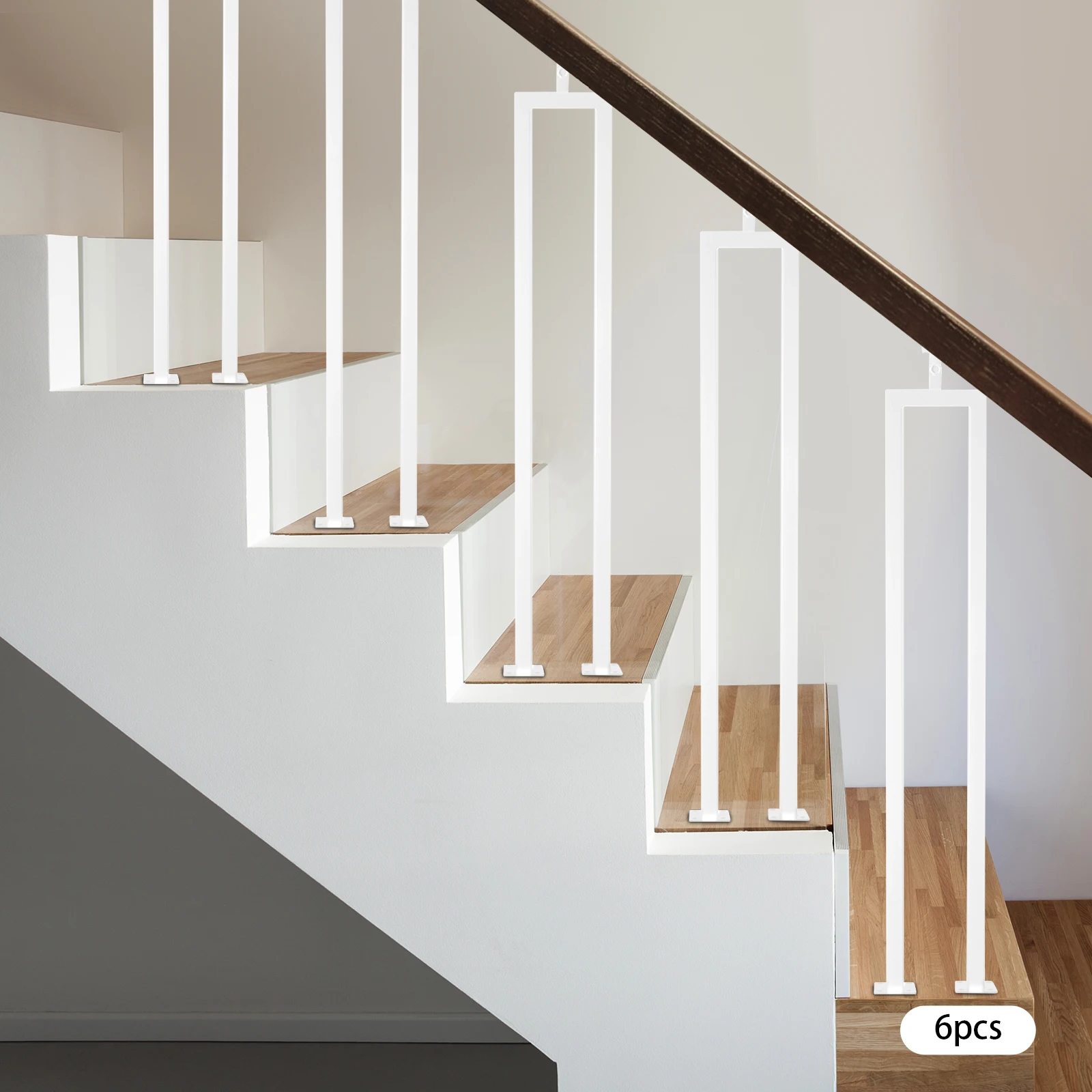 ชุดราวแขวนบันไดรูปตัวยูสีขาวขนาด 36 นิ้ว - 6 ชิ้นรองรับบันไดแข็งแรงทนทานเน้นราวบันไดที่ทนทาน