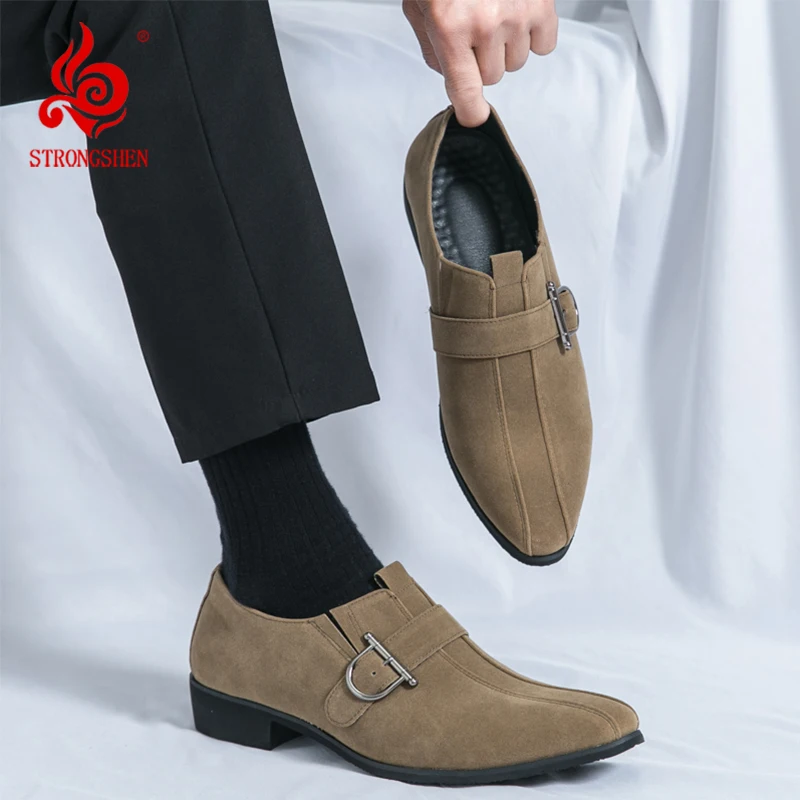 

STRONGSHEN Italian Men Leather Shoes Low Cut Commuting Business Casual Shoes Men's Dress Formal Flats Footwear Zapatos Hombre