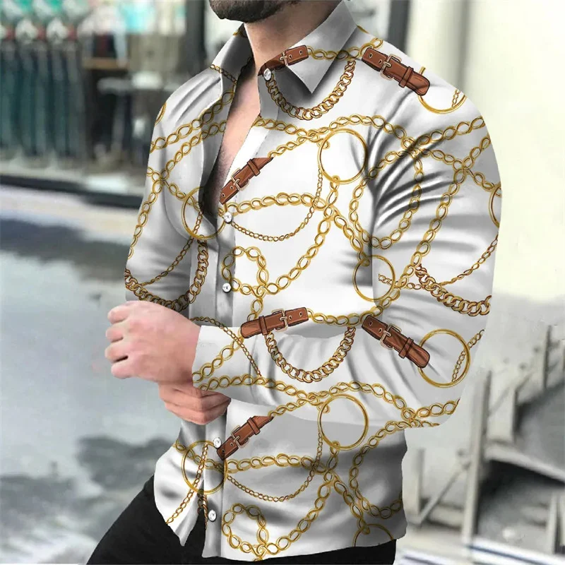 Stylish Men's Shirt Paisley Cashew Flower 3D Print Turn-down Collar Button Long Sleeve Tops Vintage Men Women Streetwear Clothes