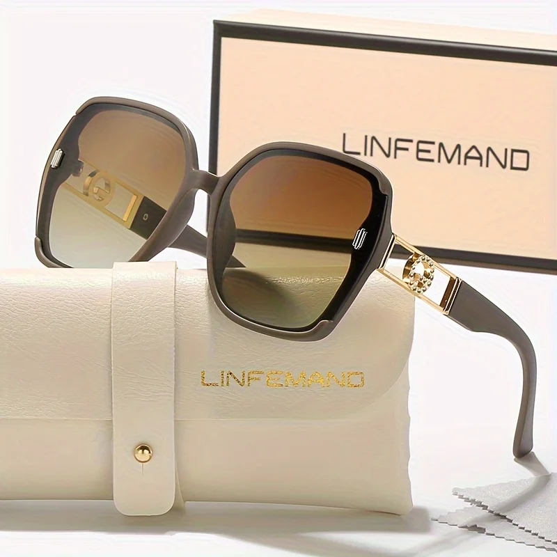 LINFEMAND Modische Brille mit übergroßem Rahmen und Farbverlaufslinse, lässiges Weihnachtsgeschenk für Damen im Party-Stil – Detail 11