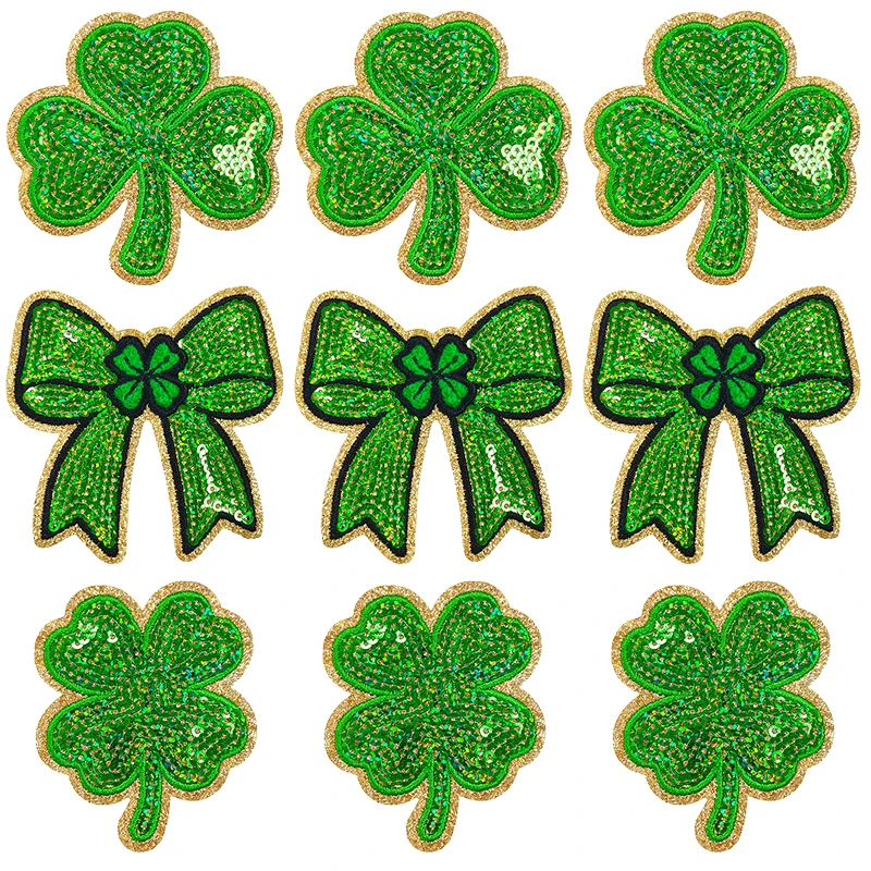 10PCS St Patrick's Day Embroidery Patch Iron On Patches Irish Clover Shamrock Design for Festival Party Outfit March 17 Celebrat