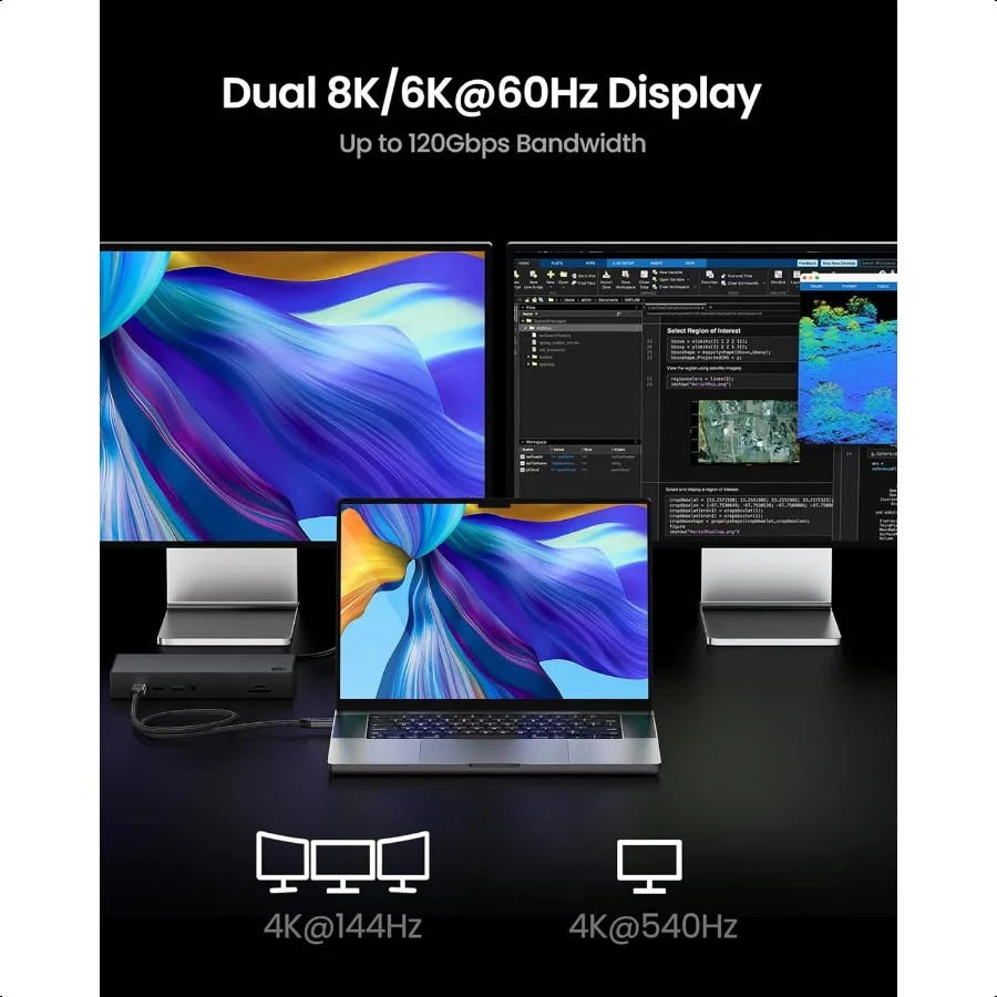 USB 4 80 جيجابت في الثانية لكابل Thunderbolt 5 بطول 5 أقدام [معتمدة USBBIF] ما يصل إلى عرض النطاق الترددي إلى 120 جيجابت في الثانية لكابل شاشة USB C المضفر المزدوج 8K 240 وات