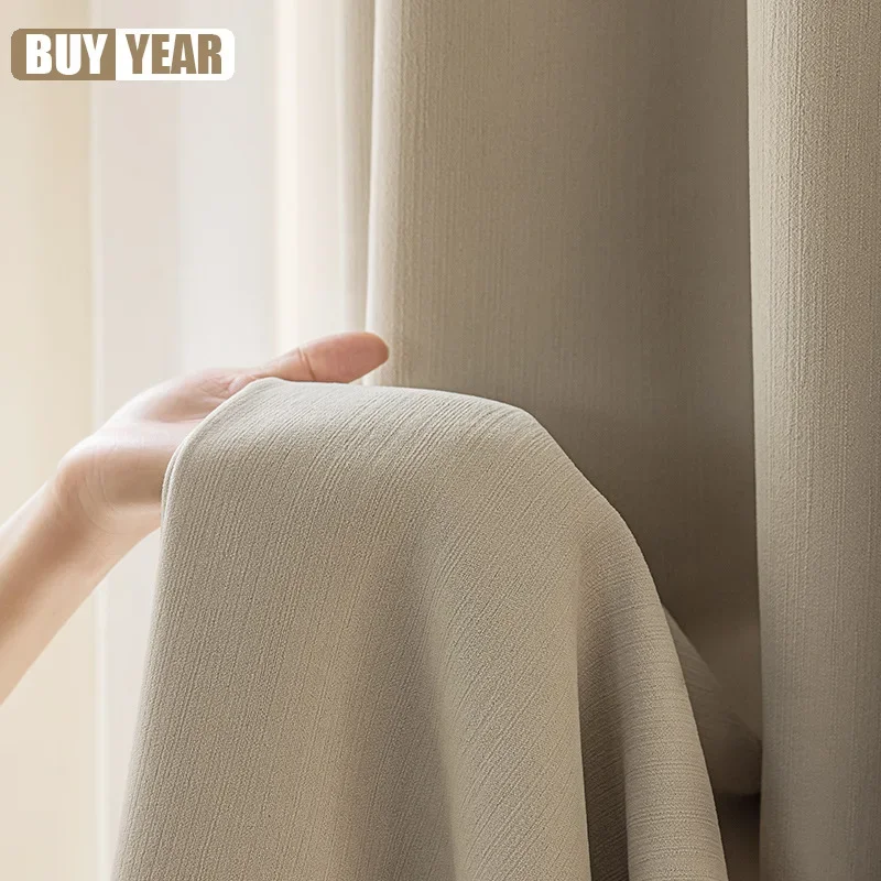 New Cream Velvet Chenille Curtains High Blackout French Light Curtains for Living Dining Room Bedroom Milk White Color Custom