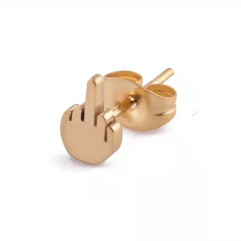 Vintage Punk Middle Finger Ear Studs Earrings for Men Women Unisex Fashion Cool Creative Personality Stud Earrings Jewelry