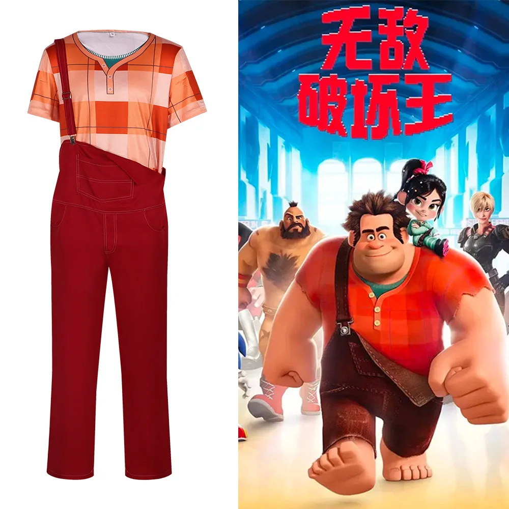 

Ralph Male Cartoon Wreck-It Ralph Cosplay Costume Halloween Stage Performance Costume Overallsc