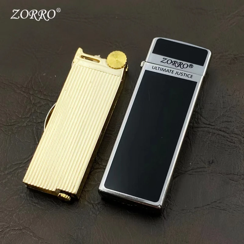 ZORRO Ultra-thin Pure Copper Mini Kerosene Lighter Portable Metal Windproof Grinding Wheel Lighters Cigarette Smoking Gadgets