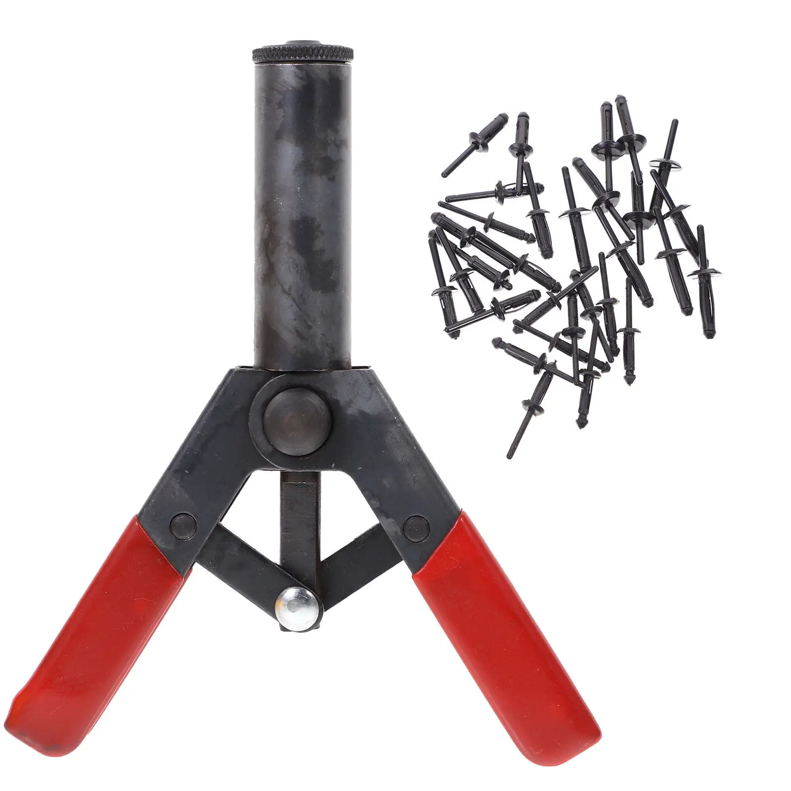 

1Set Professional Riveter Machine Black Ergonomic Design One-Hand Operation Core Pulling Tool and 40 Pom Rivets for Door Panel
