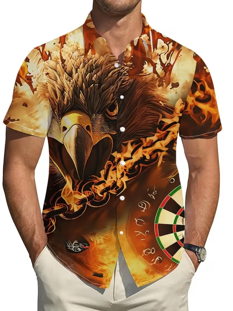 

Мужская гавайская рубашка с 3D-принтом в виде узоров «Дарт», повседневная рубашка с коротким рукавом в стиле «Алоха», хип-хоп, рок, уличный стиль, рубашка для отпуска, топ