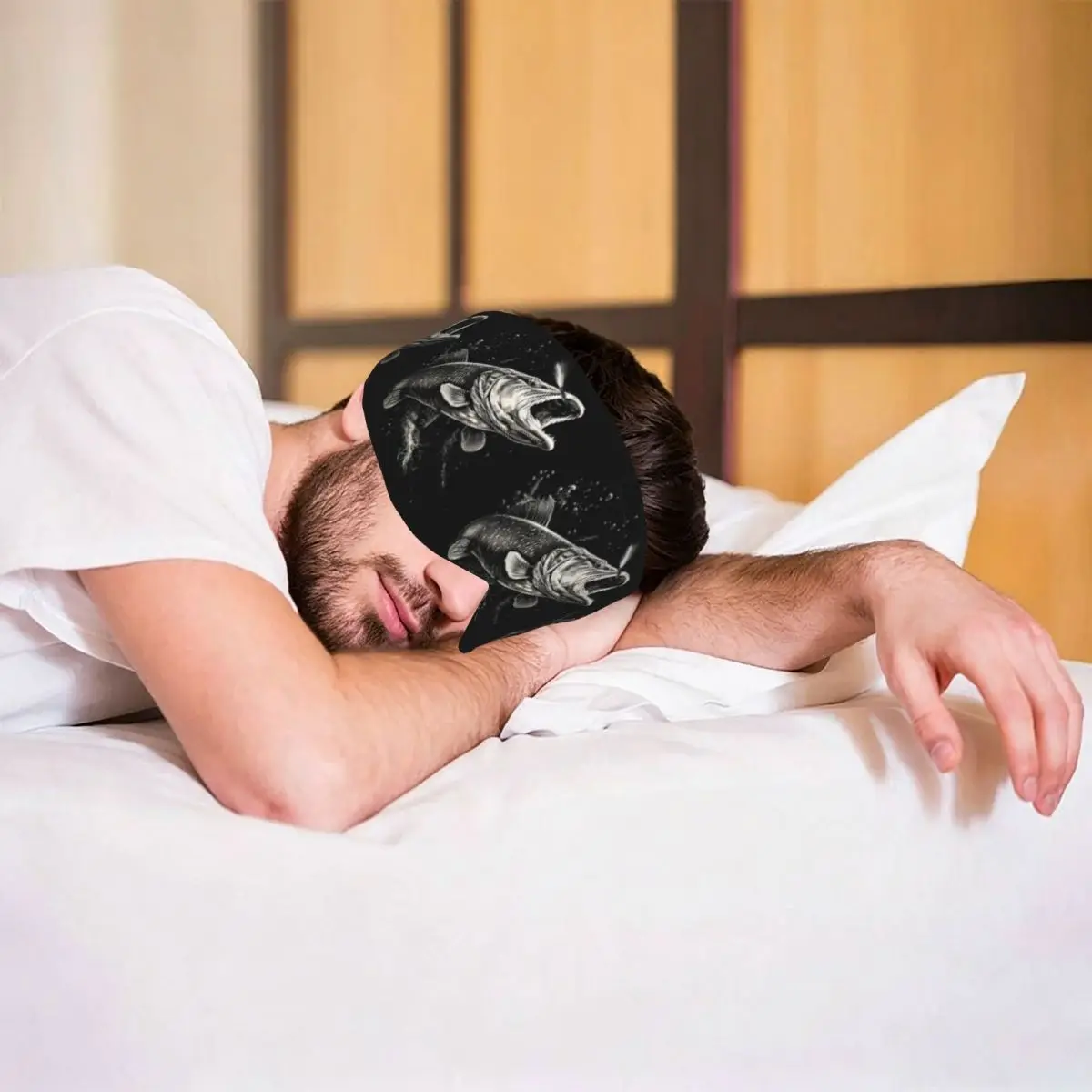 Fishing Lover Pike Fish Design sleep eye mask Light Blocking Portable Eye Cover for Girls Boys Travel Party  Eyeshade eyepatch