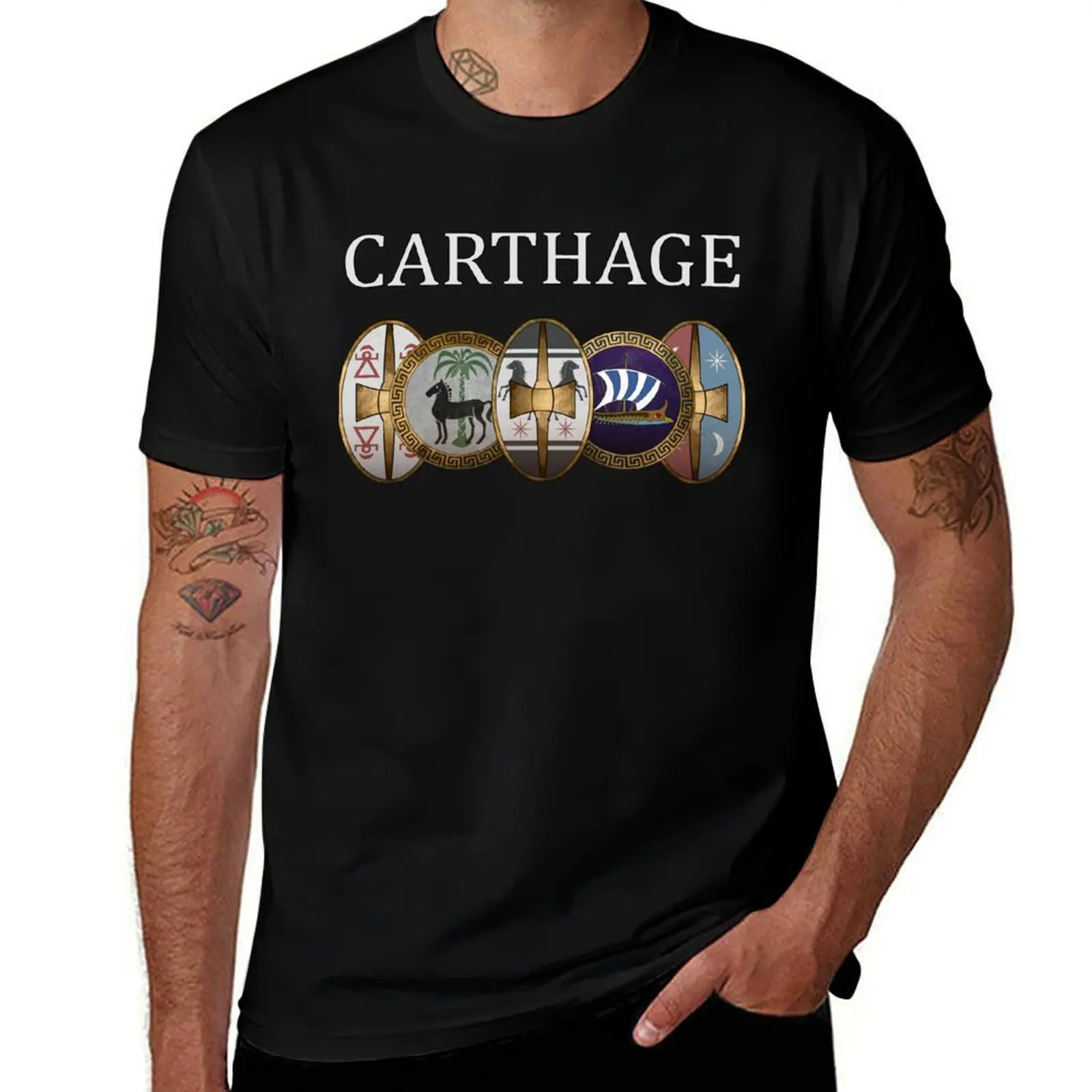 

Carthage - Ancient Punic and Carthaginian Shields - Carthaginian Army T-Shirt hippie clothes sweat men t shirts