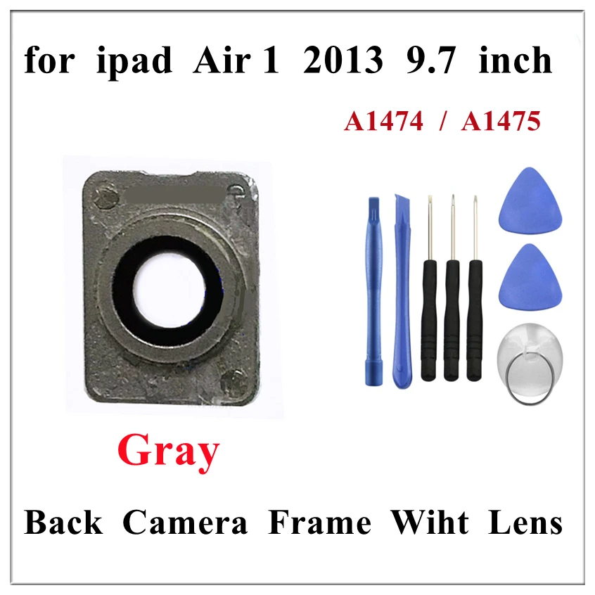 1Pcs Rear Back Camera Frame Cover Ring With Glass Lens Adhesive Sticker for Ipad 5 Air 1 9.7 Inch 2013 A1474 Replacement Parts