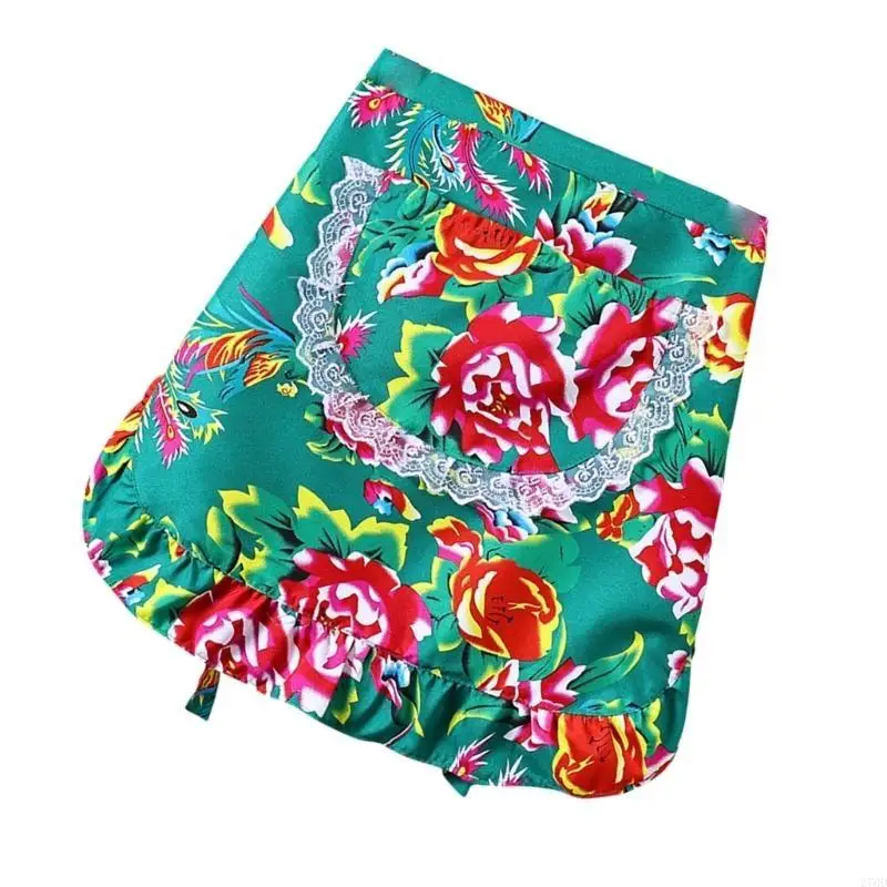 

270D Short Half Apron Waist Apron Waitress Apron Flower Cooking Aprons Arm Sleeves