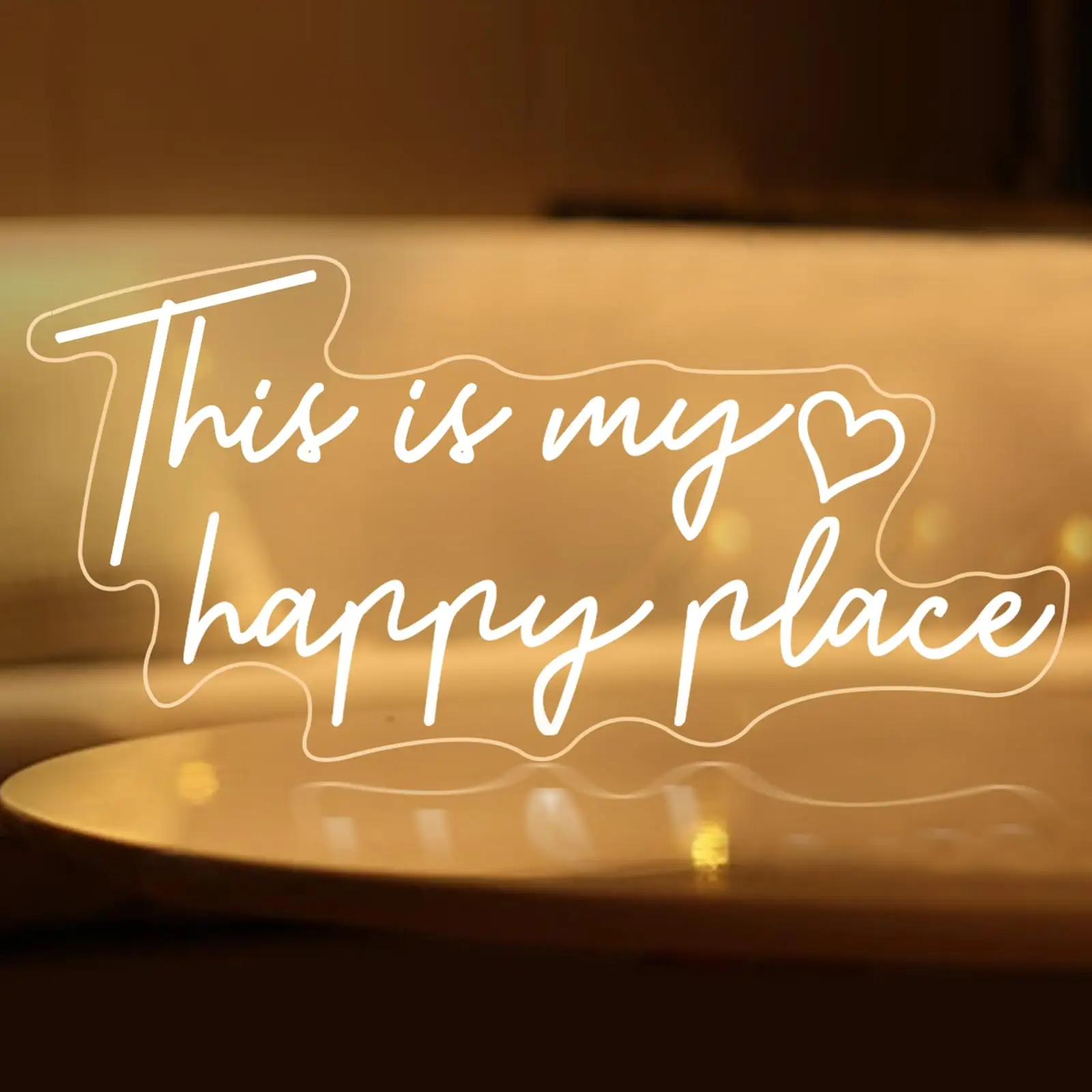 

This is My Happy Place Neon Sign for Teen Girls Neon Light Signs for Bedroom, Wedding Party Decor Classroom Sign