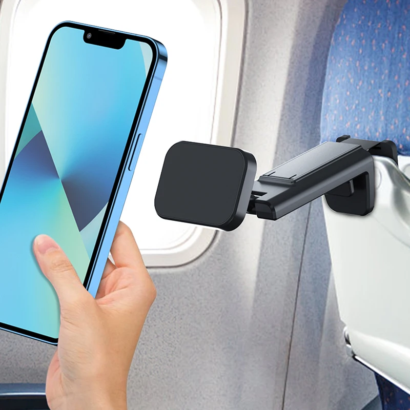 Magnetic Travel Phone Holder Airplane Train Plane Desk Phone Stand Bracket Mount For IPhone For Magsafe Xiaomi