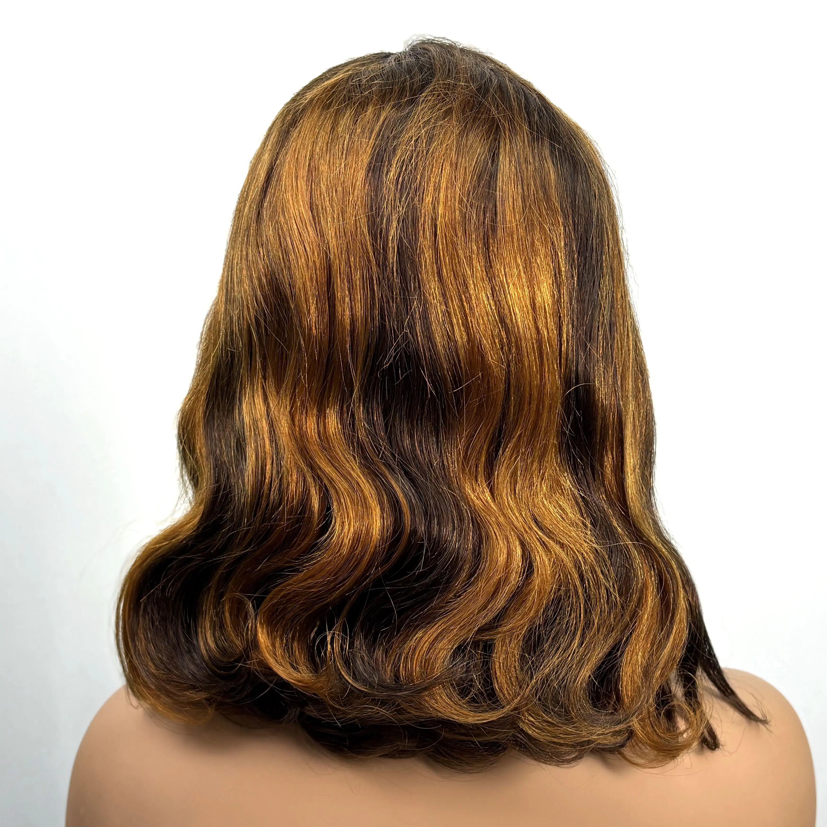 12 بوصة P4/30 تسليط الضوء على الجسم موجة خصلات الشعر المستعار الإنسان 250% الكثافة 4x4 الدانتيل الشفاف إغلاق متموج خصلات الشعر المستعار الإنسان للنساء