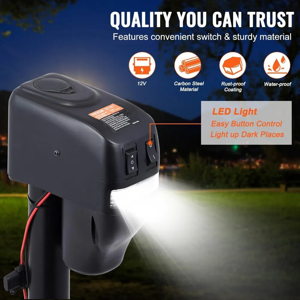 Gato eléctrico para remolque, capacidad de 4000 libras, altura ajustable con cubierta impermeable para vehículos recreativos y remolques utilitarios