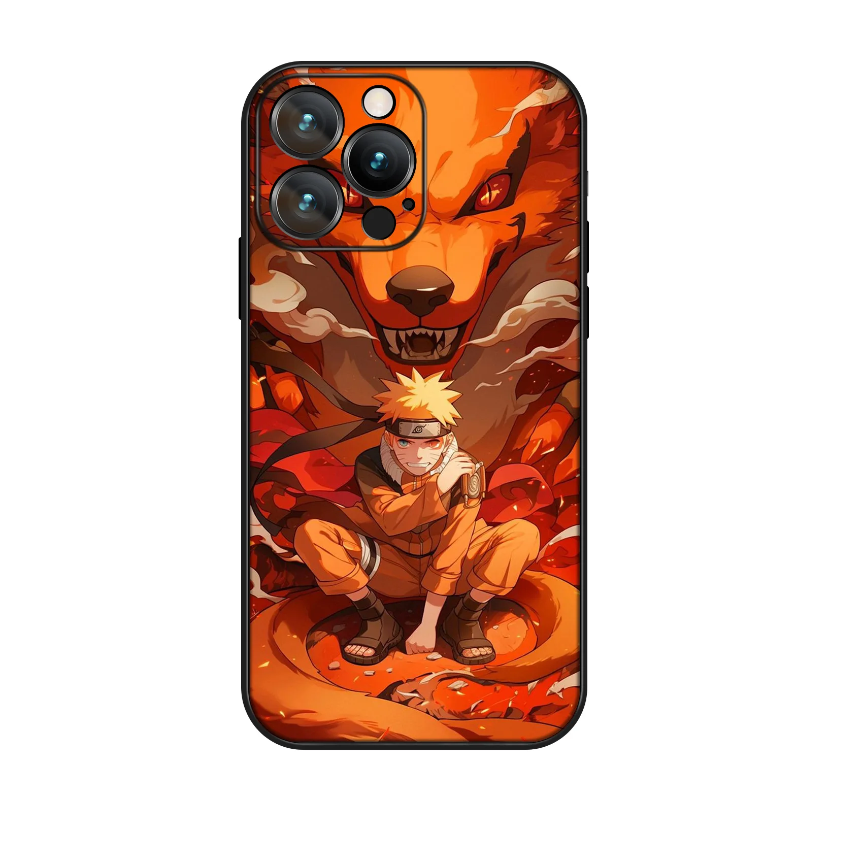 Anime for iPhone 15 Pro Max Case Kurama Mode Japanese Manga Protective Soft Cover for iPhone 16 15 14 13 12 11 Pro Max Plus