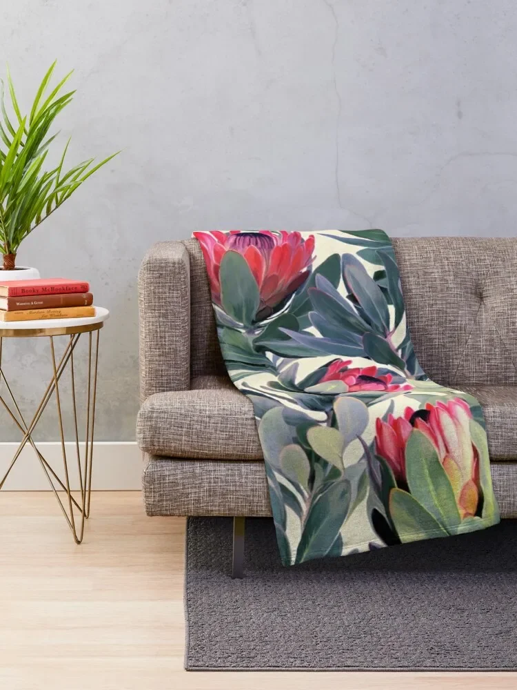 Painted Protea Pattern Throw Blanket Luxury Heavy for sofa Blankets