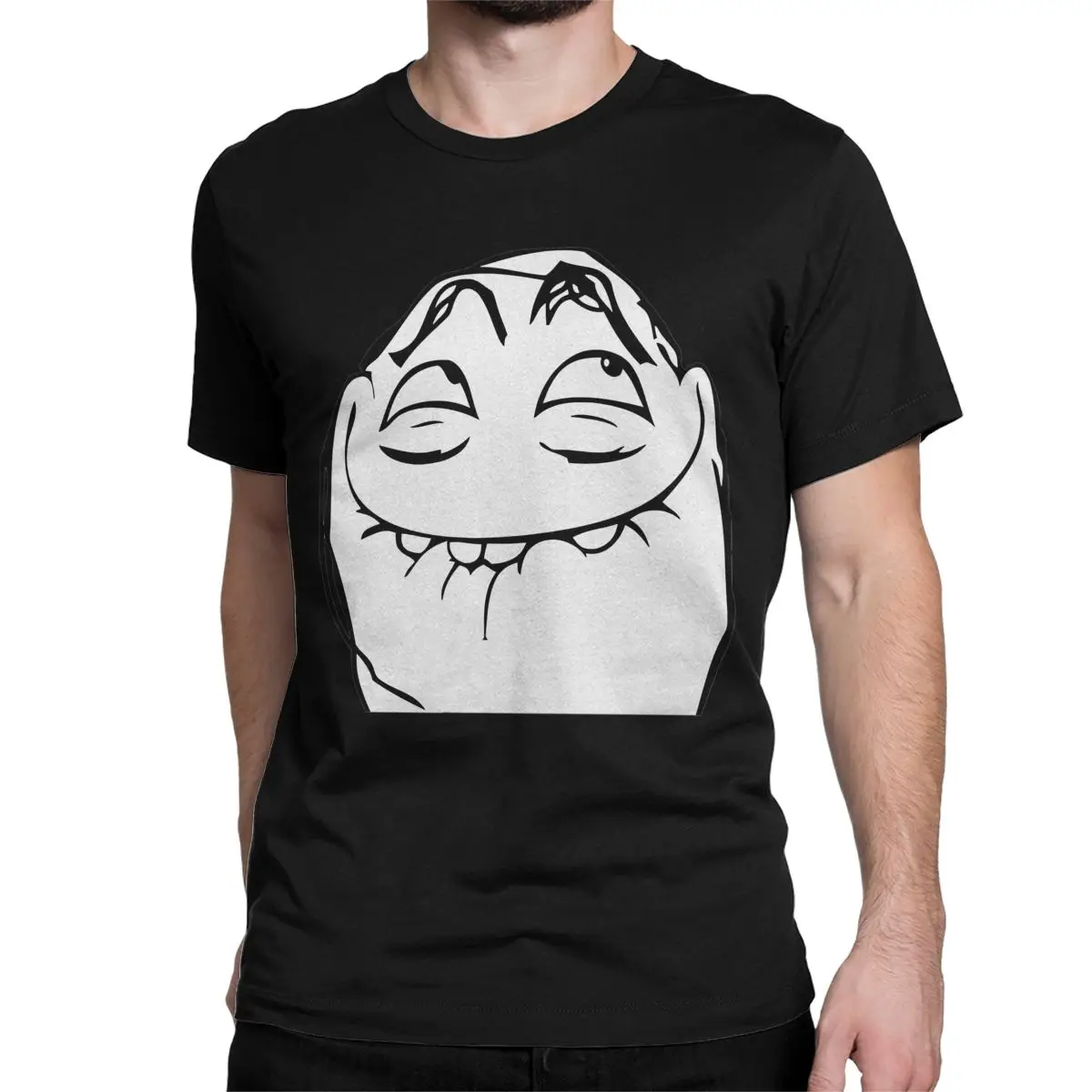 Men Women's T-Shirts Crazy Troll Face Trollface Humorous 100% Cotton Tees Short Sleeve Rage Comic Funny Anime T Shirts Crewneck