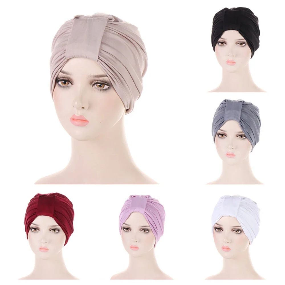 

Новинка 2025 года, завязанный тюрбан с рюшами, женский мягкий платок, повседневная уличная одежда, женский мусульманский хиджаб, индийские шапки, кепка от рака, химиотерапия, тюрбан