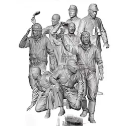 樹脂フィギュアアセンブリモデルキット、ミニチュア将校と兵士、8人未組み立ておよび未塗装、ホビー、1/35スケール