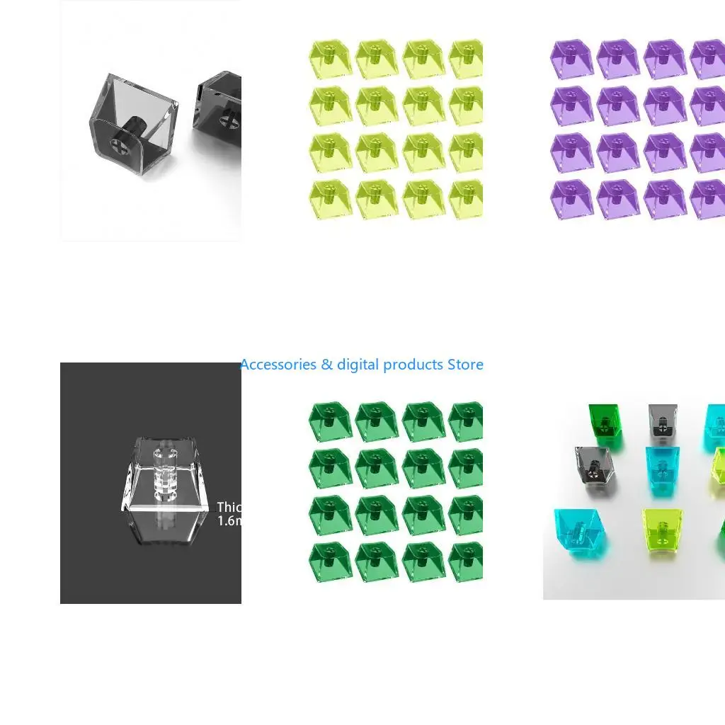 77JD 20Pcs Transparents Keycaps Original Height Mechanical Keyboards Keycaps Blank Backlit Keycaps for Switches