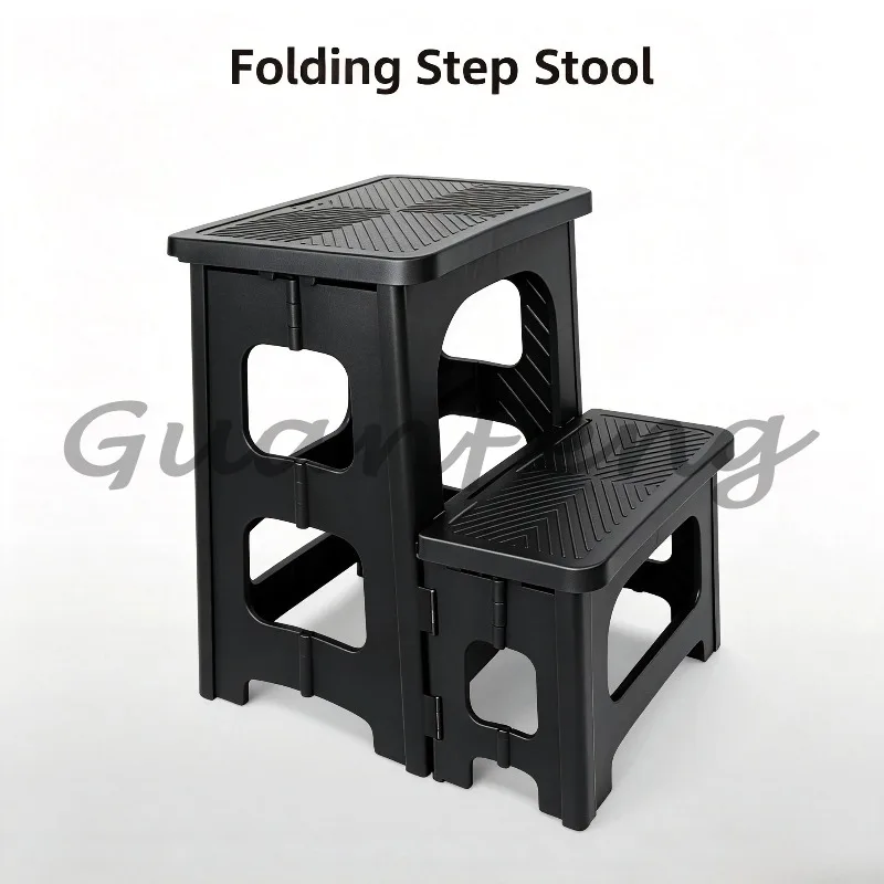 Foldable plastic step stool, 2-layer non-slip climbing pedal
