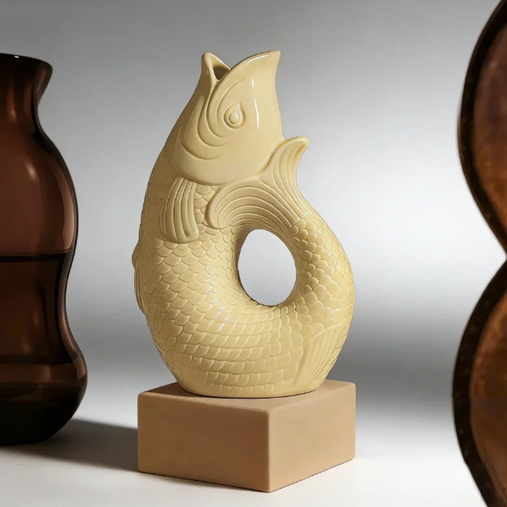 New Carp Ceramic Vase Plant Basin Table Decoration Ornaments Hydroponic Floral Vase Room Aesthetic Decoration Vases