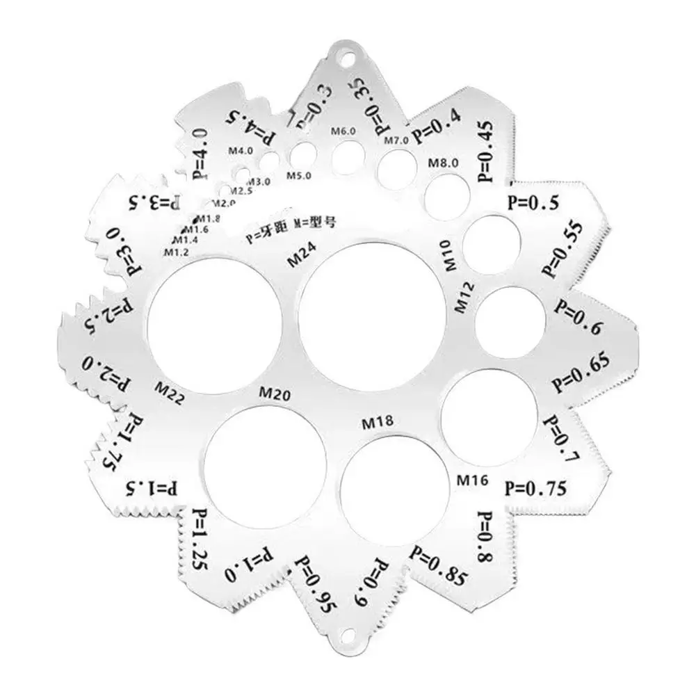 

Набор резьбовых манометров для метрических и британских винтов с 24 измерениями шага и 15 диаметров из нержавеющей стали 304.