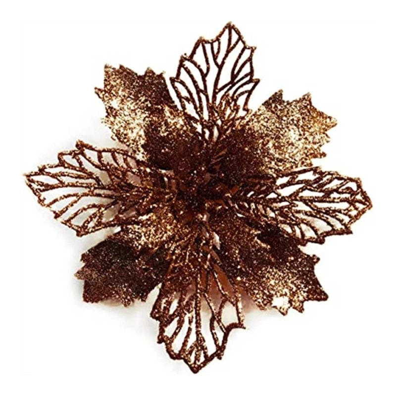 Fiori decorativi per albero Natale con glitter natalizi da 11 per ghirlanda