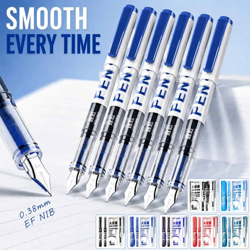 Disposable Ink Pen 0.38mm EF Nib, True Color Direct Liquid Ink, Quick-Dry Smooth Writing Pen for Students, Large Ink Capacity,