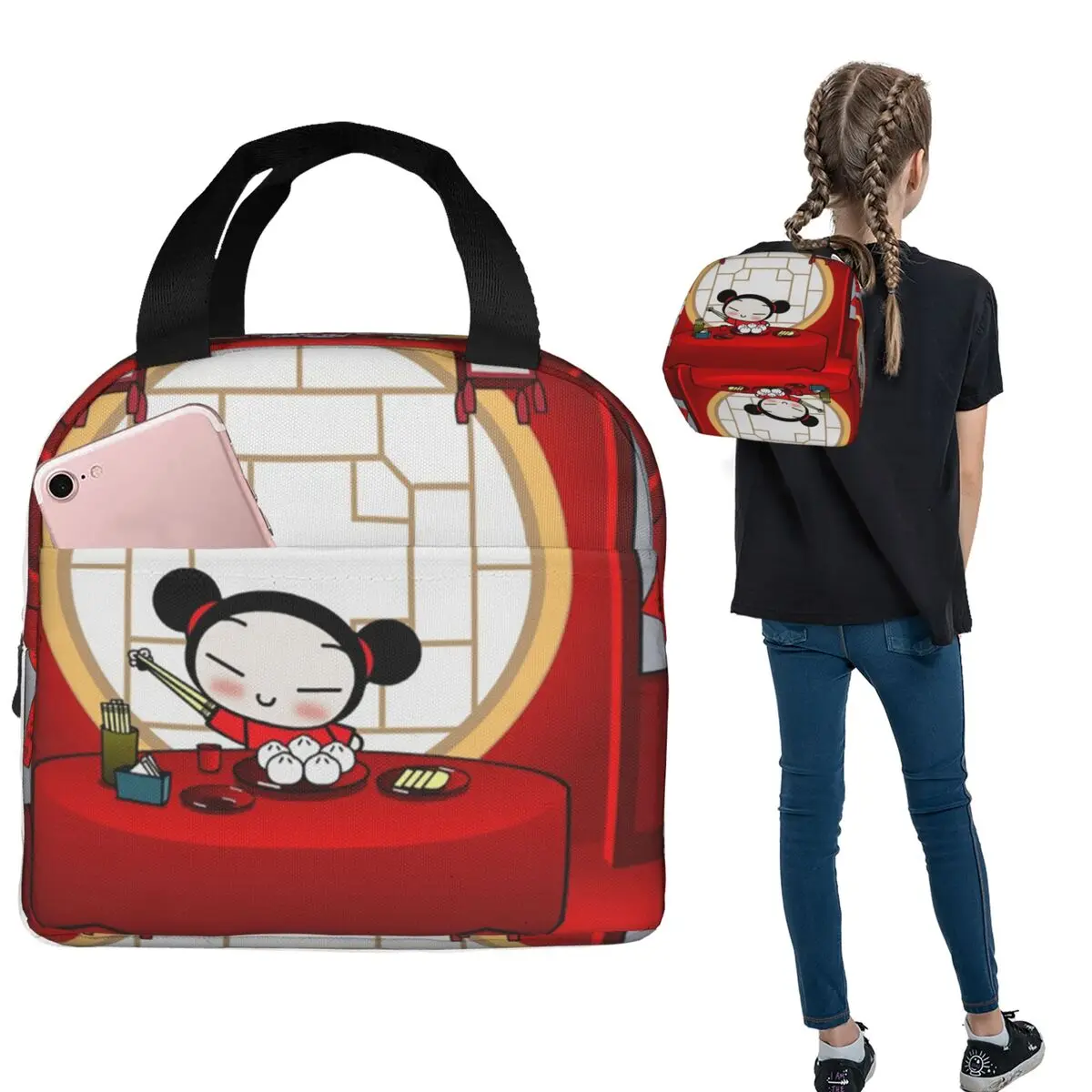 

Cartoon Pucca Lunch Bags Insulated Bento Box Portable Lunch Tote Leakproof Cooler Thermal Bag for Woman Kids School