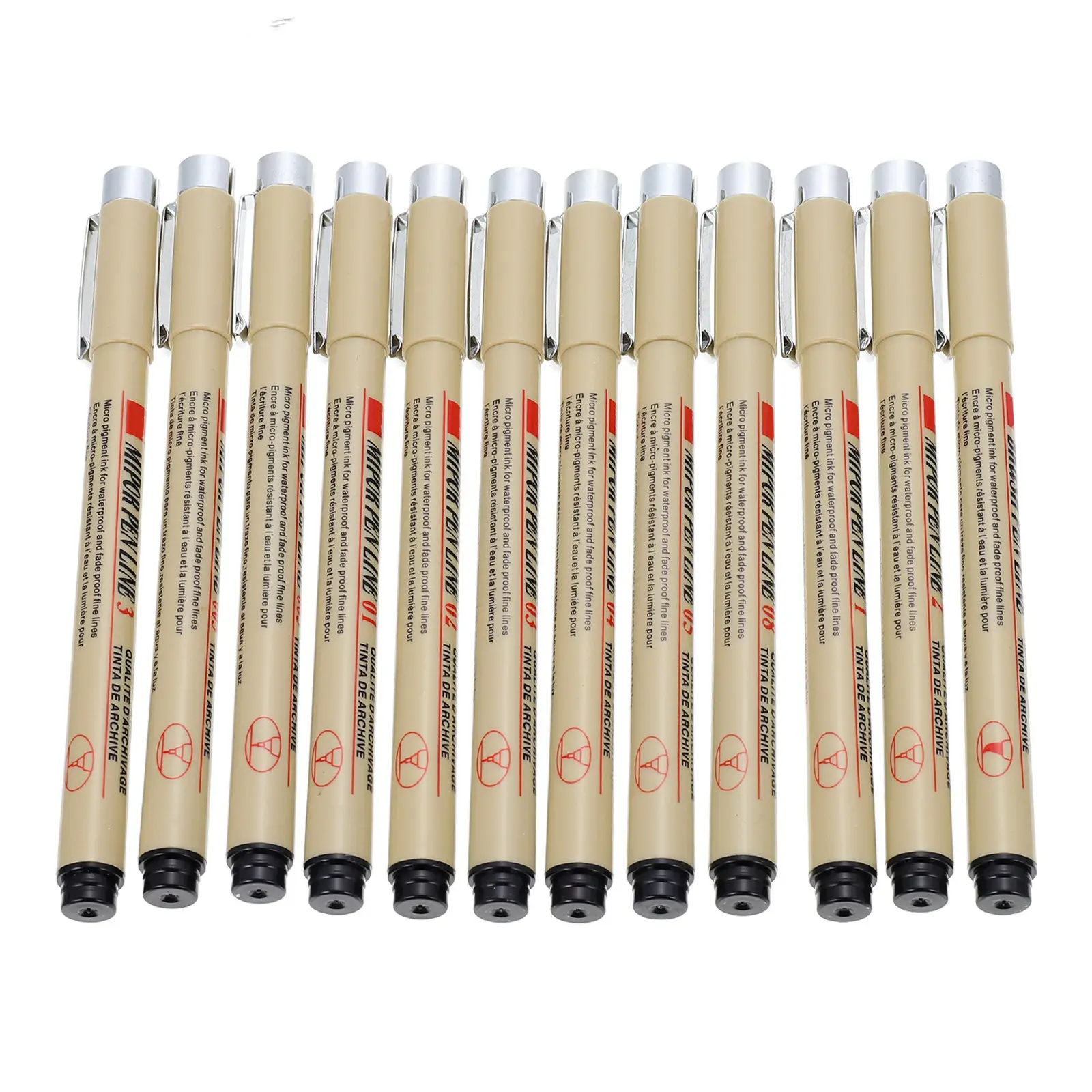 

12Pcs Fine Tip Liner Pens Long-Lasting Waterproof Ink Drawing Pens for Note Taking Journaling Sketching Draw Accessories