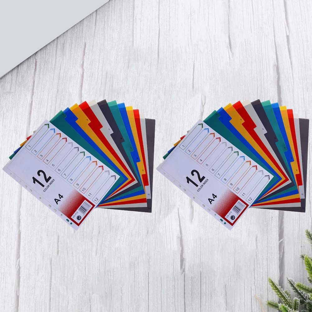 2pcs A4 Index Page Divider Refills For A5 6-Ring Binder Extra Wide Tabs Sheet Protector Compatible With Tab Cards Label